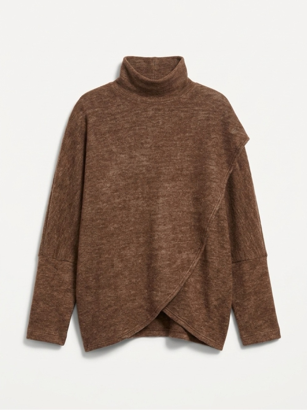 Brown Asymmetrical Turtleneck • Cozy Fall Top
